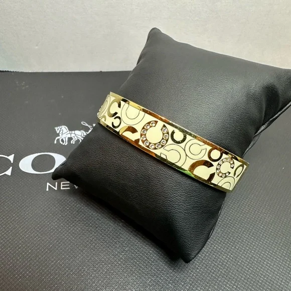 Coach Gold and White Signature Bangle - Picture 1 of 9